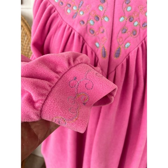 Vintage 1960s Vanity Fair Pink Fleece Robe MOD Sz M - Picture 5 of 10